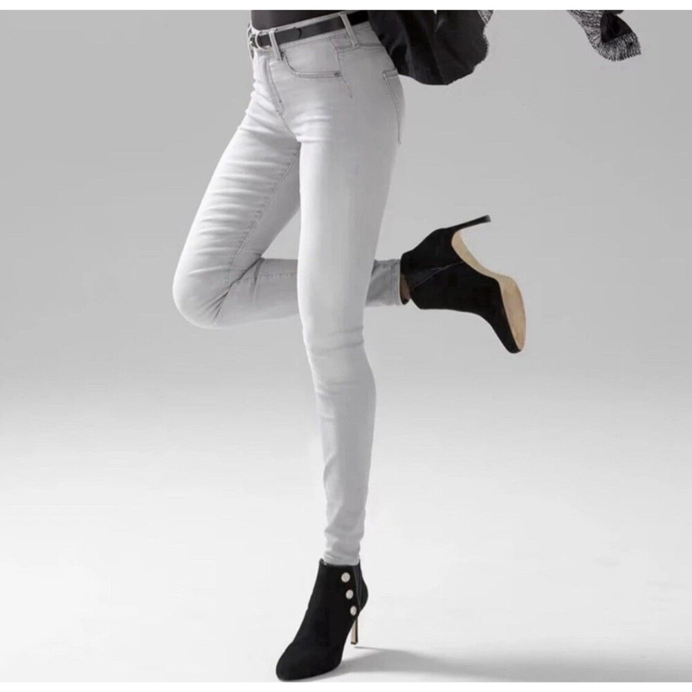 White House Black Market WHBM High Rise Legging Jeanie Denim Gray Wash Size ML